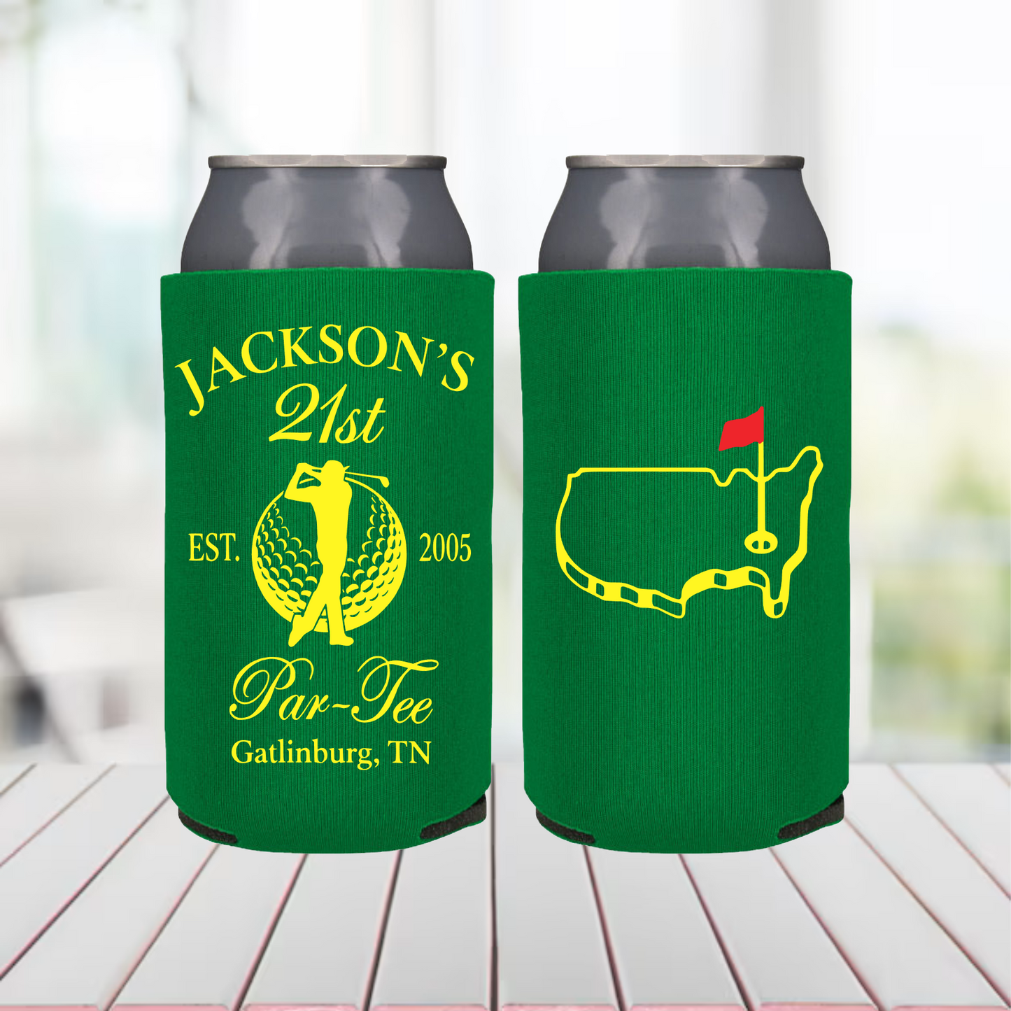 21st Birthday Golf Koozie | Par-Tee Can Cooler | Golfing Tournament Favor | Guys Trip Party Favor