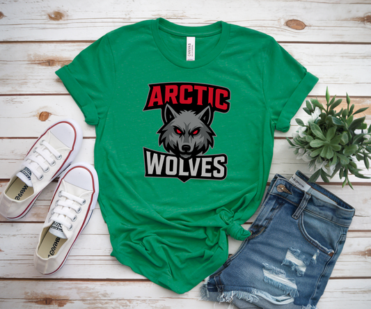Kelly Green Arctic Wolves Bella and Canvas Tee, Arctic Wolves Hockey Tshirt