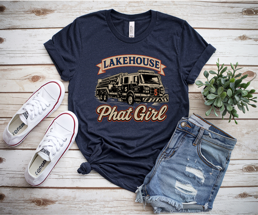 Heather Navy Georgetown Fire Dept Bella and Canvas Tee, Georgetown Lake House Tshirt