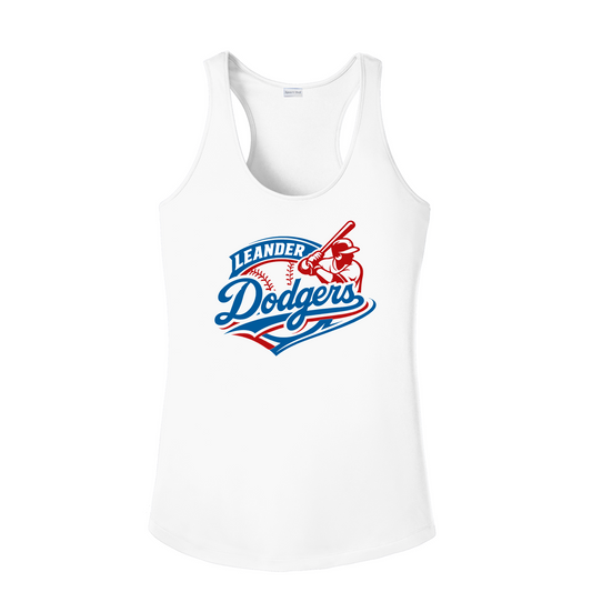 White Racerback Tank Top – Leander Dodgers Logo | Women’s Athletic Training Tank