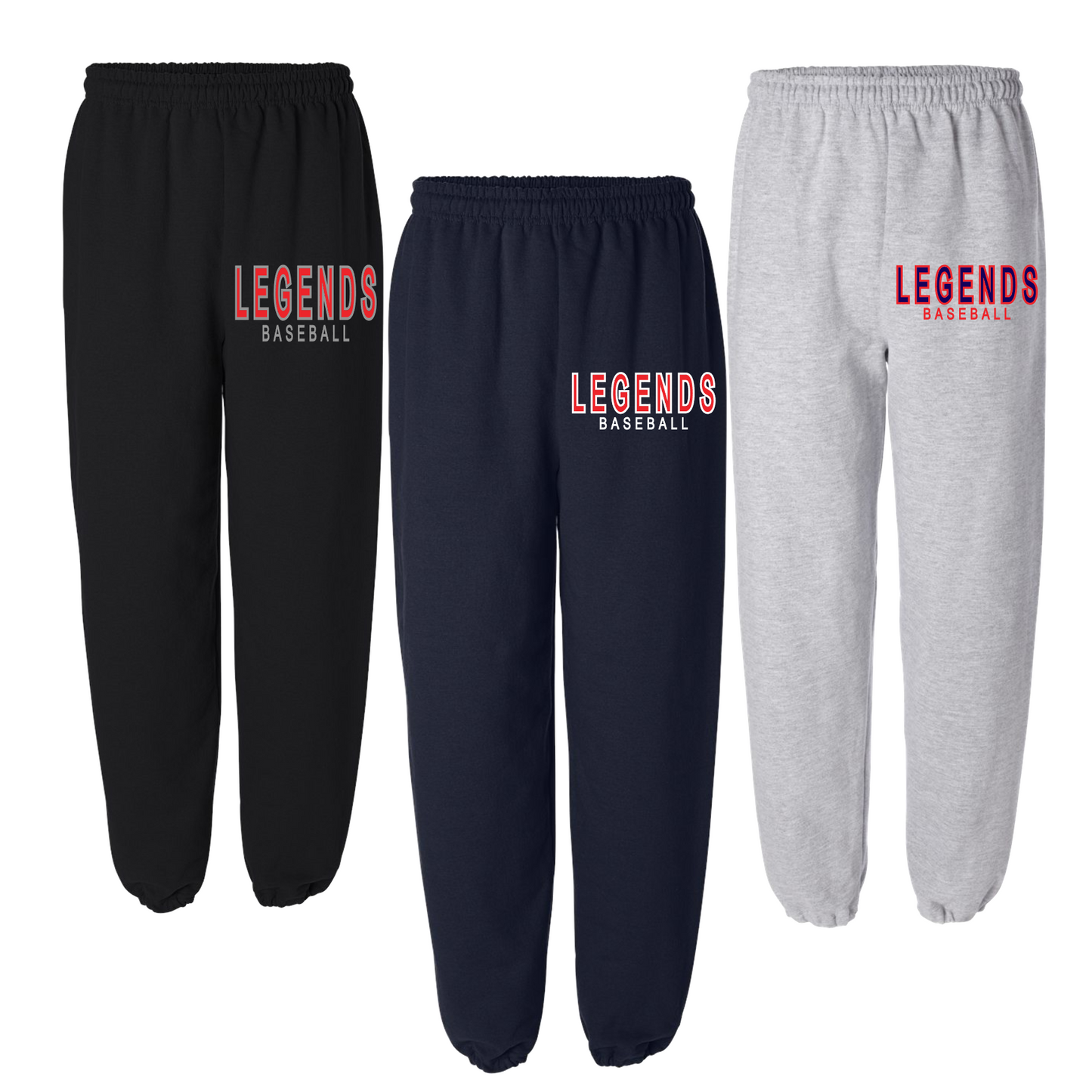 GPS Legends Black Cotton Sweatpants, Legends Baseball Pants, GPS Baseball Sweatpants