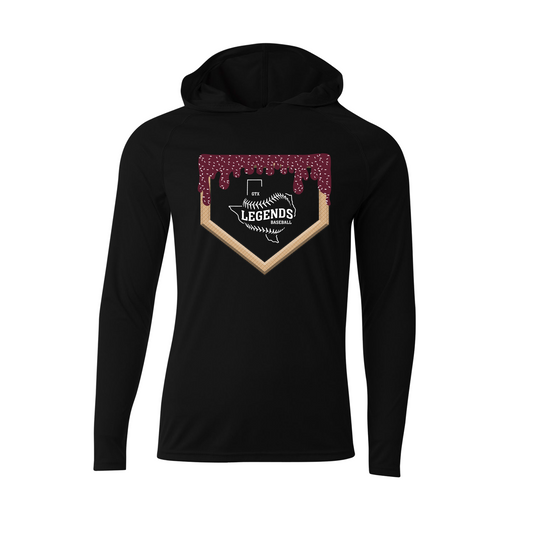 Black Legends Baseball Drip Hooded Shirt, Long Sleeve Ice Cream Drip Tee, GTX Legends Spiritwear