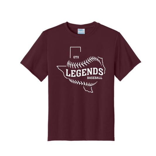 Maroon GTX Legends Baseball Shirt, Legends Tshirt, GTX Legends Baseball Spiritwear