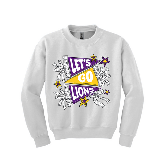 Granger Lions White Crewneck Sweatshirt | Granger Spirit Wear Sweatshirt