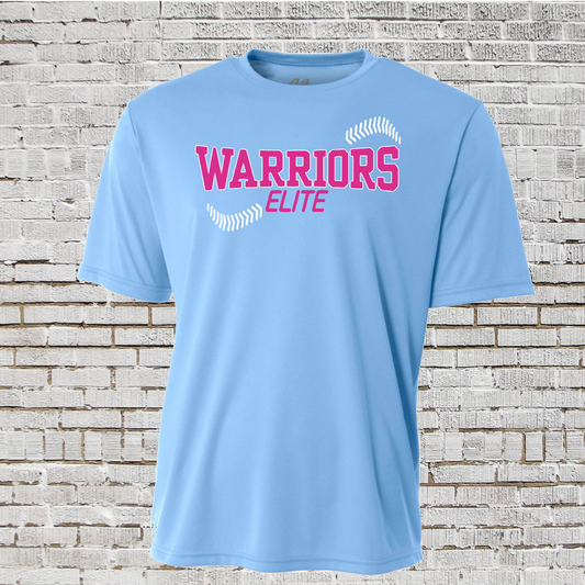 Warriors Elite Softball Tee, Carolina Blue Warriors Softball Tshirt, Blue Long Sleeve Warriors Elite Tee