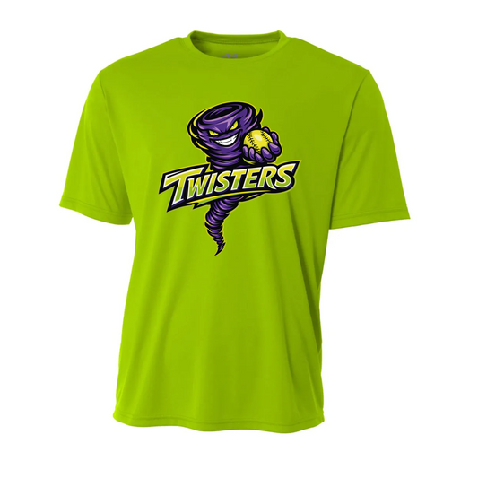 Twisters Softball Performance Tee – Lime Team Training Shirt