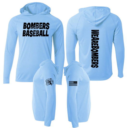 We Are Bombers Long Sleeve Hoodie, Bombers Baseball Hoodie Tshirt, Blue Hooded Tee