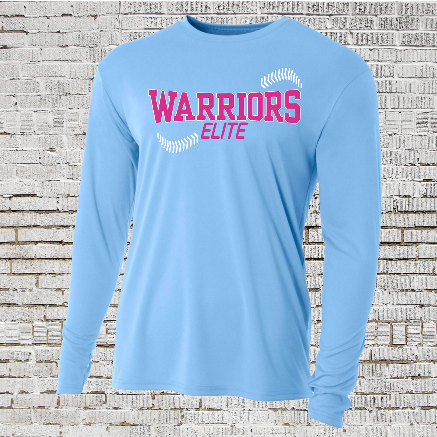 Warriors Elite Softball Tee, Carolina Blue Warriors Softball Tshirt, Blue Long Sleeve Warriors Elite Tee