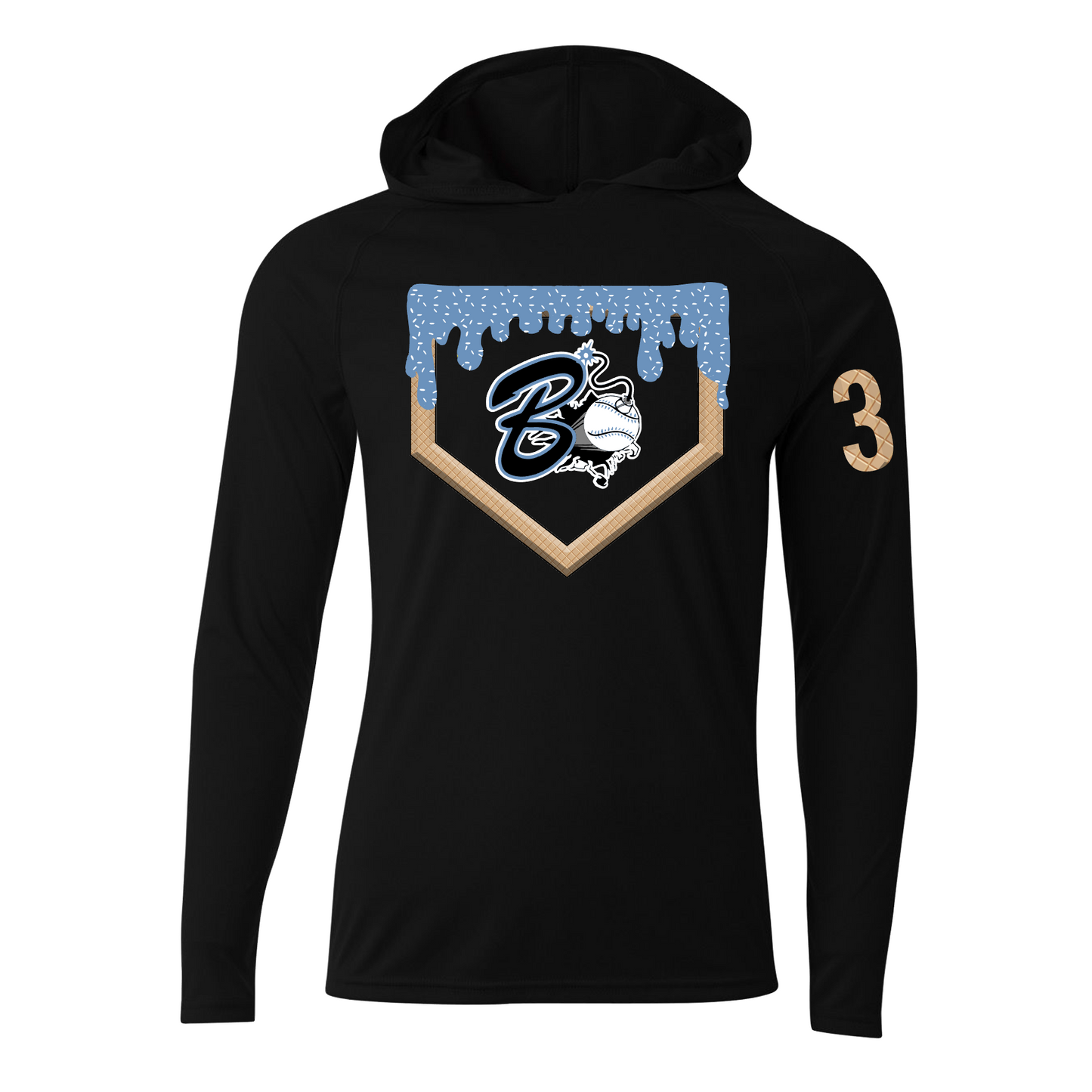 Bombers Drip Homeplate Hoodie Tee, Bombers Ice Cream Drip Baseball Spirit Wear, Georgetown Bombers Drip