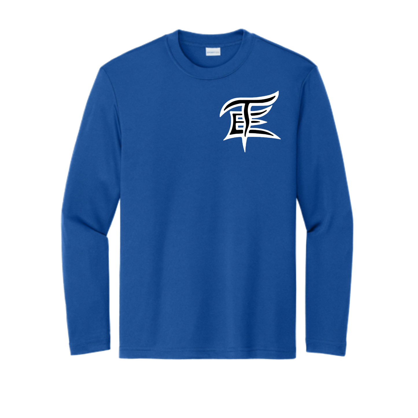 East Texas Elite Logo Baseball Long Sleeve Tshirt, Elite Baseball Black Shirt, Royal Blue East Texas Elite Baseball Tee