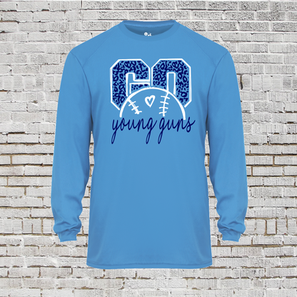 Go Young Guns Baseball Tshirt, YG Baseball Blue Shirt, Womens Leopard Baseball Shirt