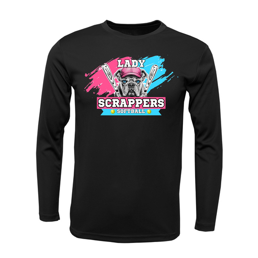 Lady Scrappers Long Sleeve Tee, Scrappers Softball Tshirt, Lady Scrappers Softball Spiritwear