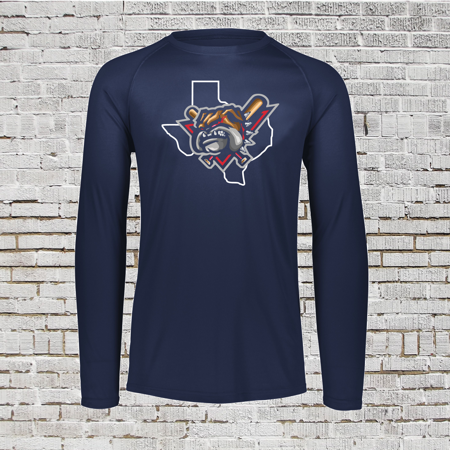 Drifit Bulldogs Baseball Long Sleeve Tshirt, Navy Bulldogs Tee, Bulldogs Logo Shirt