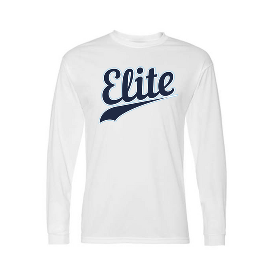 Elite Baseball Tee, White Long Sleeve Elite Allstars Shirt, Leander Elite 8U Shirt