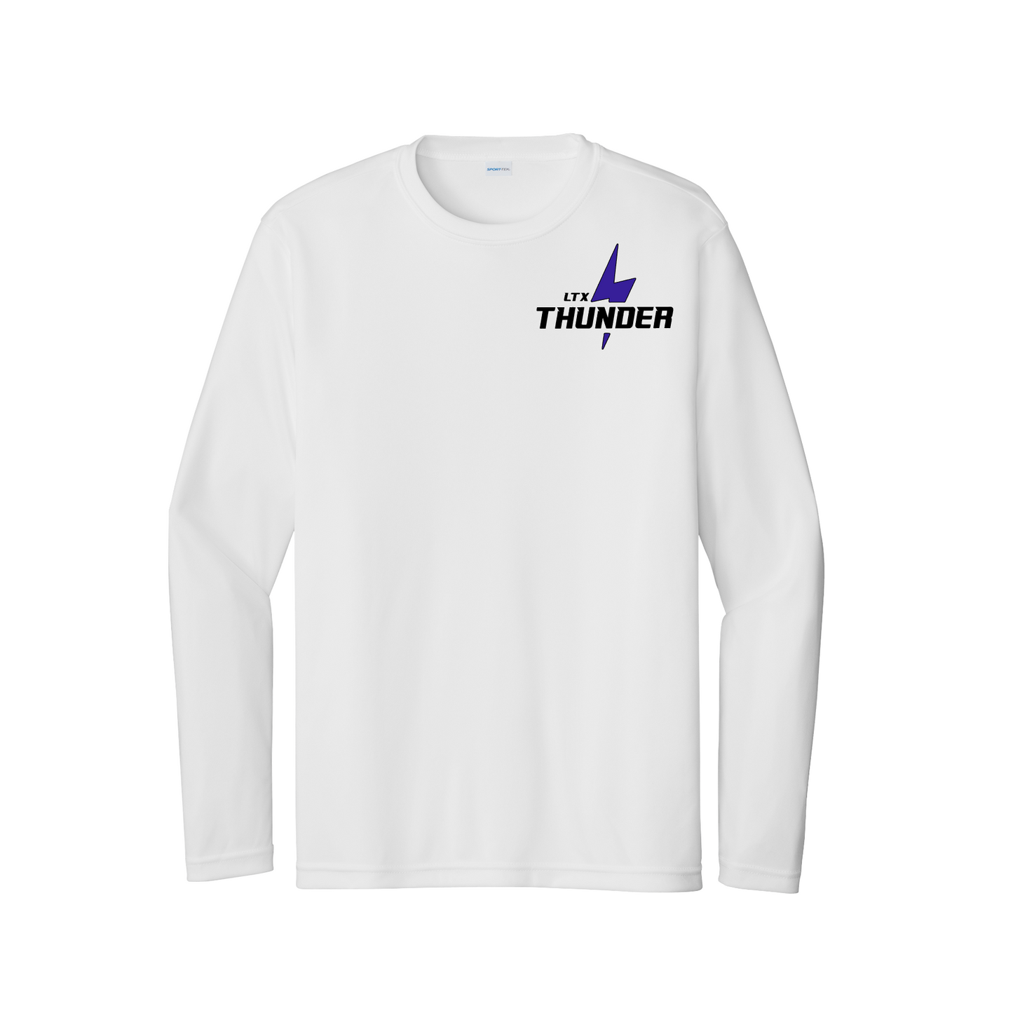 White Long Sleeve Thunder Baseball Tee, Baseball LTX Thunder Shirt, Thunder Baseball Tee