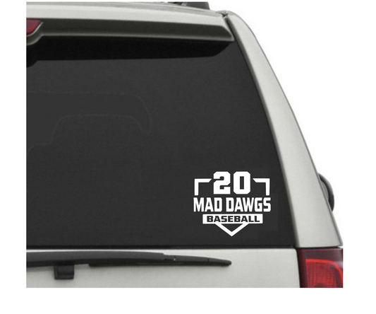 Mad Dawgs Baseball Window Decal, Mad Dawgs Number Car Decal, Mad Dawgs Baseball