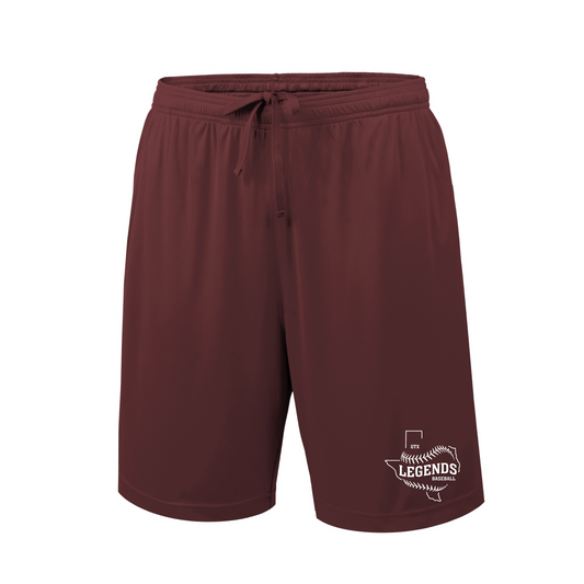 Maroon GTX Legends Training Shorts, Legends Baseball Shorts, Mens Running Shorts