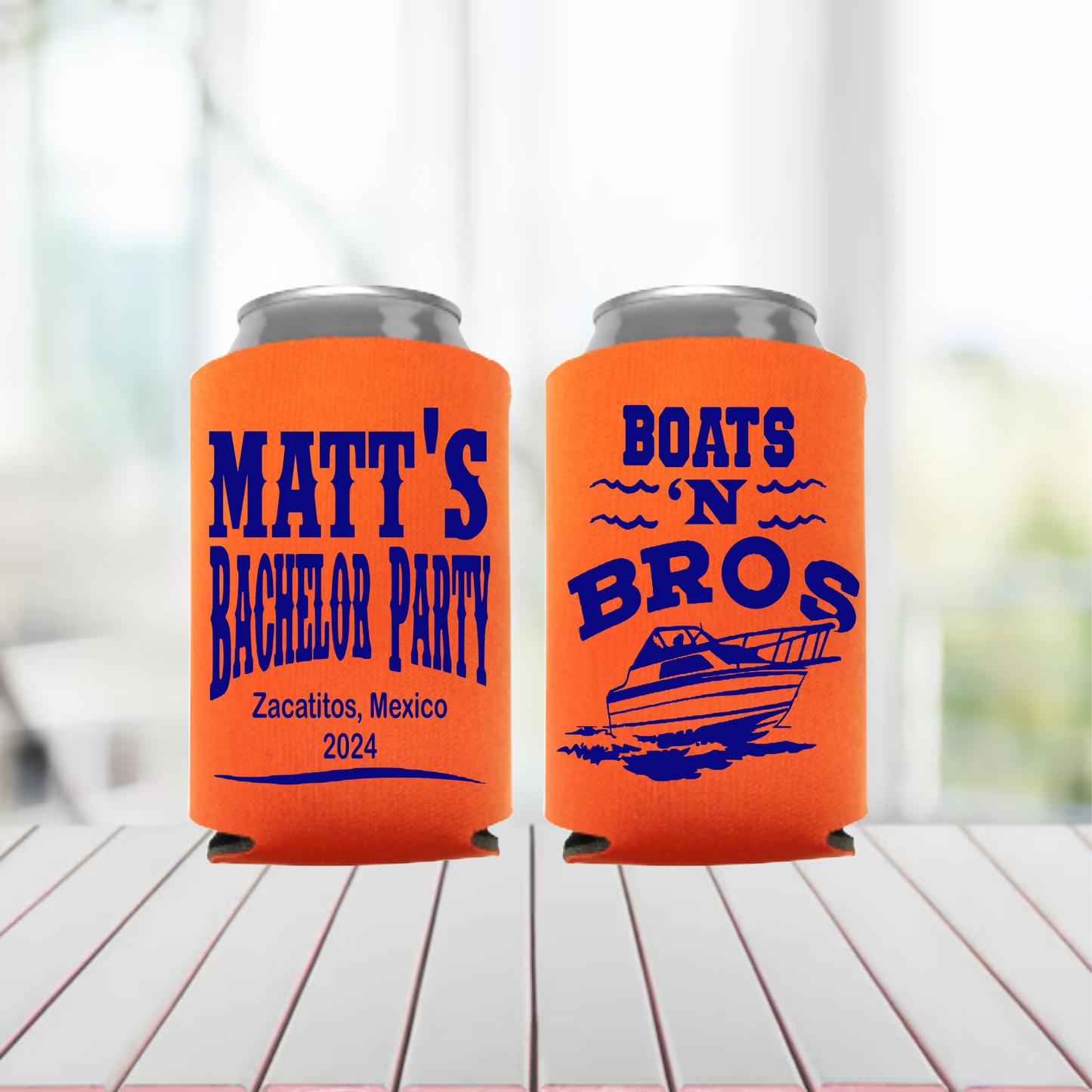 Boats N Bros Can Cooler Personalized Lake Party Favor Nautical Bachelor Party Favor Bachelor Party Favor Bachelor Party Can Cooler