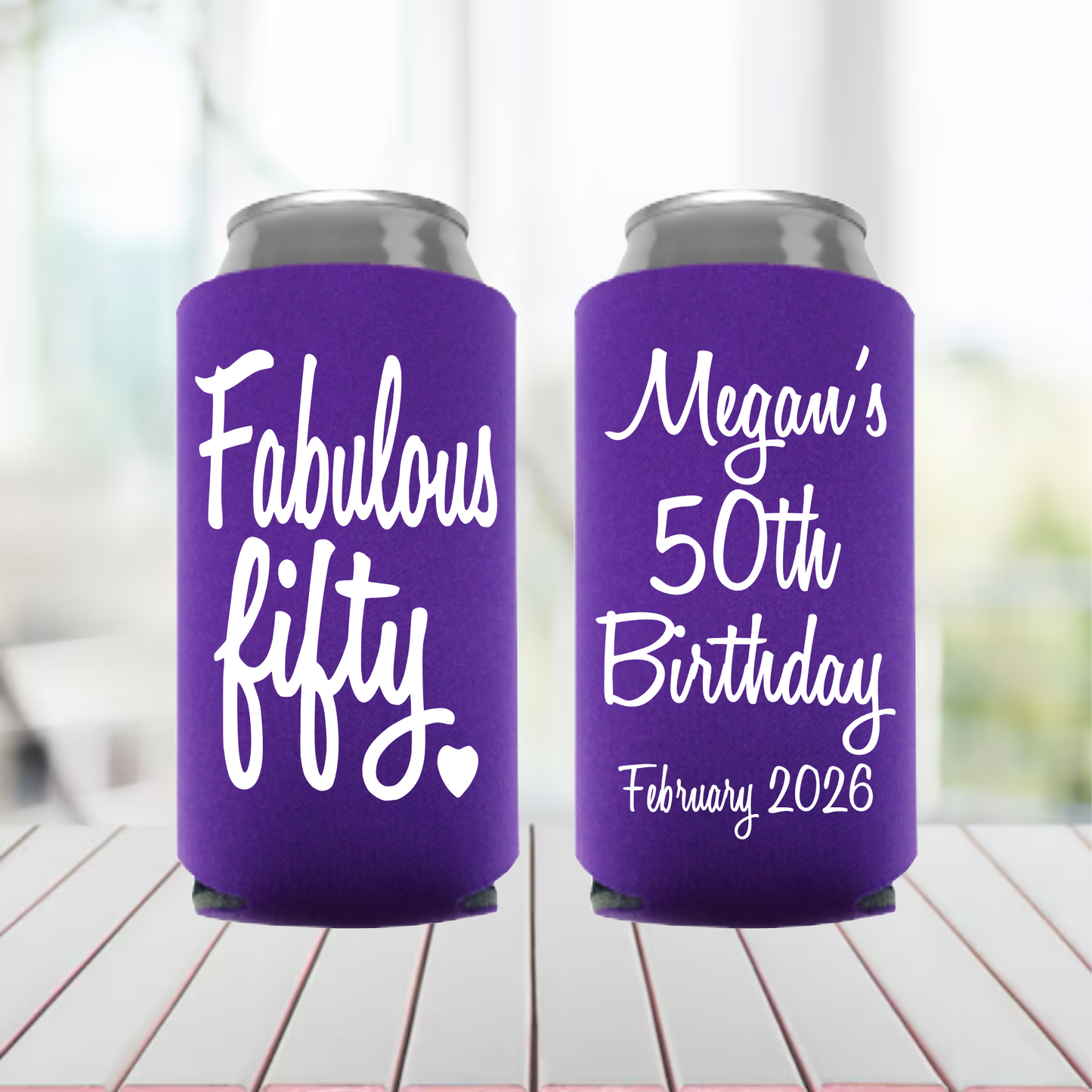 Personalized 50th Birthday Can Coolers: Fifty AF Party Favors