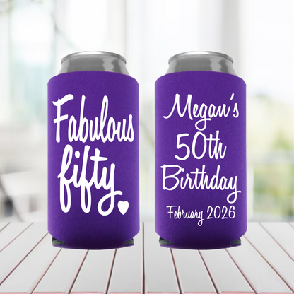 Personalized 50th Birthday Can Coolers: Fifty AF Party Favors