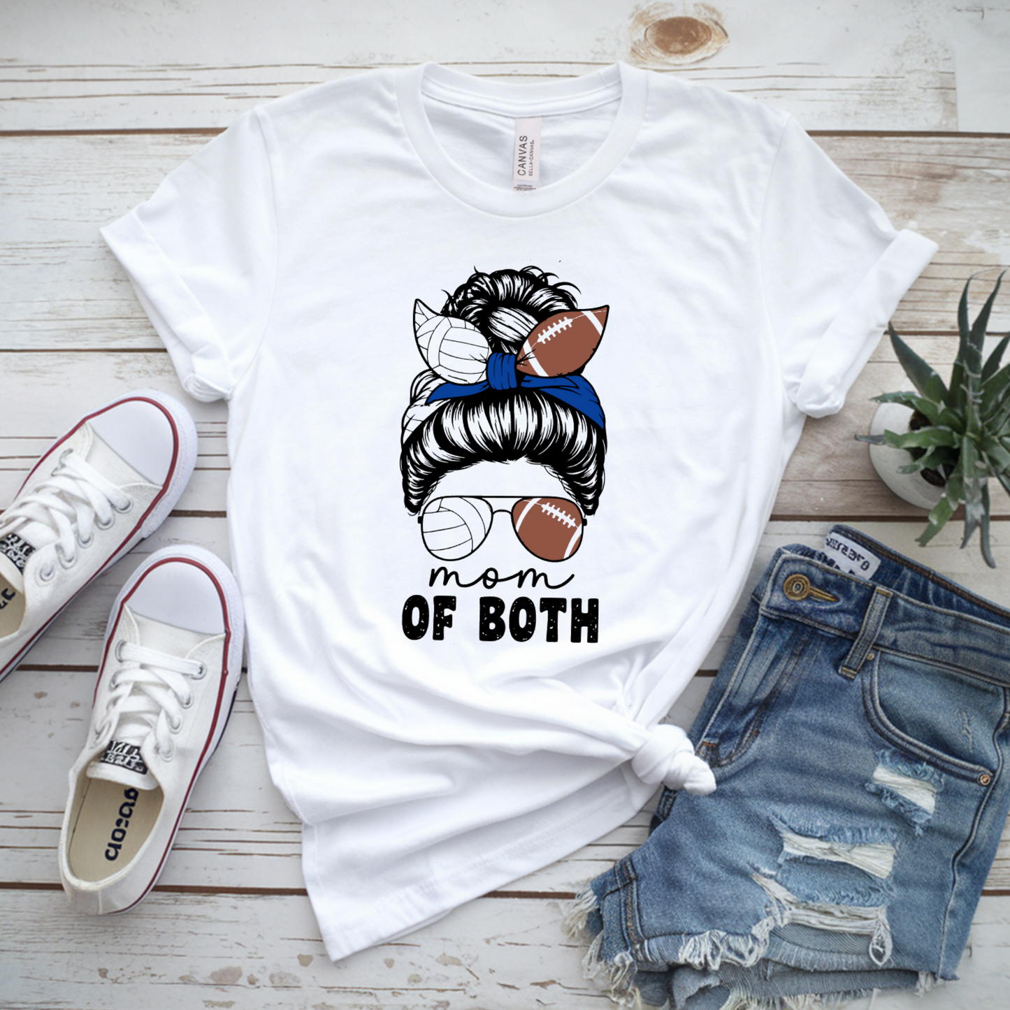 mom of football and volleyball mom tshirt