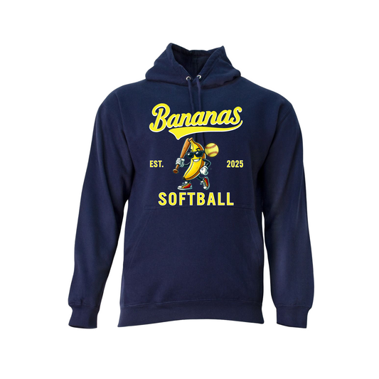 Bananas Softball Hoodie, Navy Bananas Hoodie, Georgetown Bananas Softball Sweatshirt