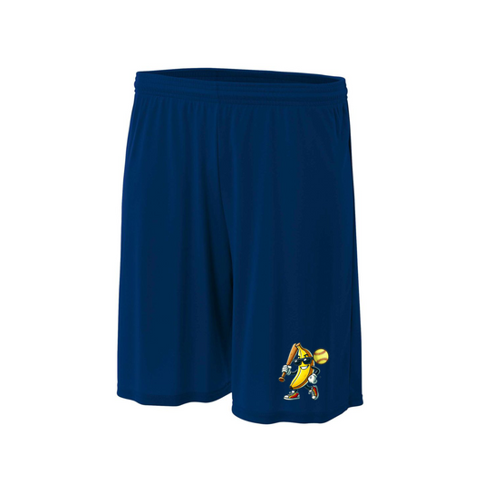 Navy Georgetown Bananas Training Shorts, Navy Bananas Baseball Shorts, Mens Running Shorts