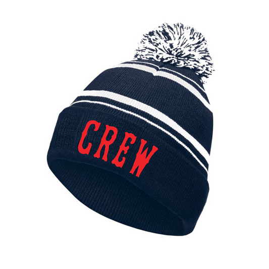 Red and Navy Crew Beanie, Winter Hat, Crew Baseball Beanie