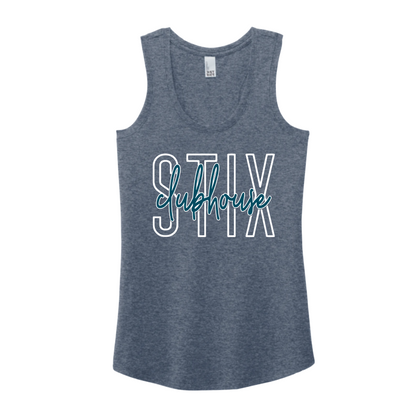 Stix Clubhouse Tank Top, Women's Navy Tank, White Stix Softball Tank Top, District Racerback Tank