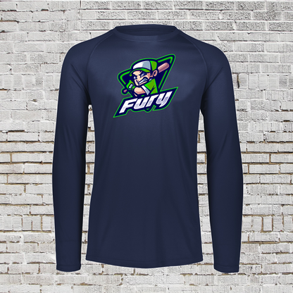 Drifit Fury Baseball Long Sleeve Tshirt, Navy Fury Tee, Fury Baseball Logo Shirt