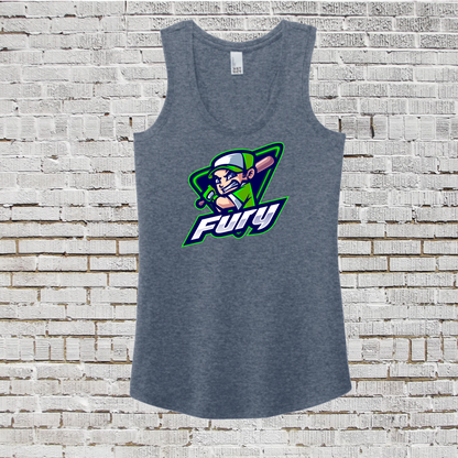 Fury Baseball Tank Top, Women's Tank, White District Fury Baseball Tank