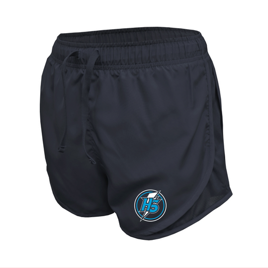 Womens Navy Running Shorts, Hutto Storm Shorts, Storm Baseball Logo'd Shorts