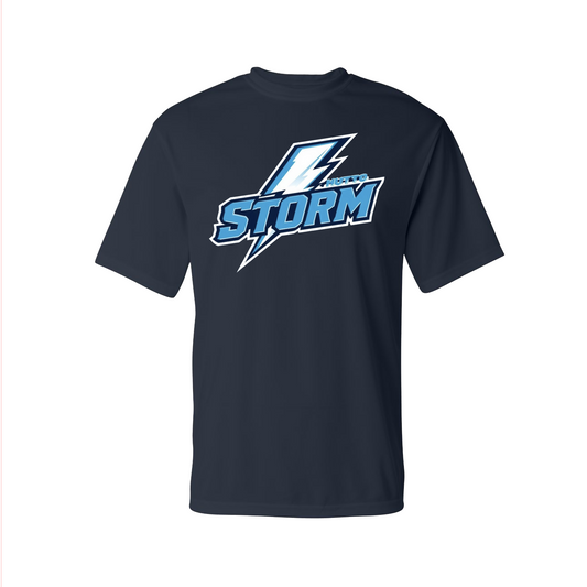 Navy Storm Logo'd Baseball Shirt, Storm Tshirt, Hutto Storm Baseball Spiritwear