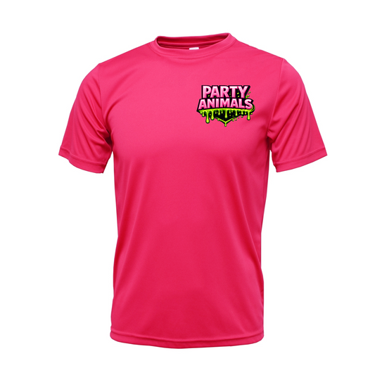 Neon Pink Party Animals Baseball Drifit T-Shirt | Classic Team Spirit Tee