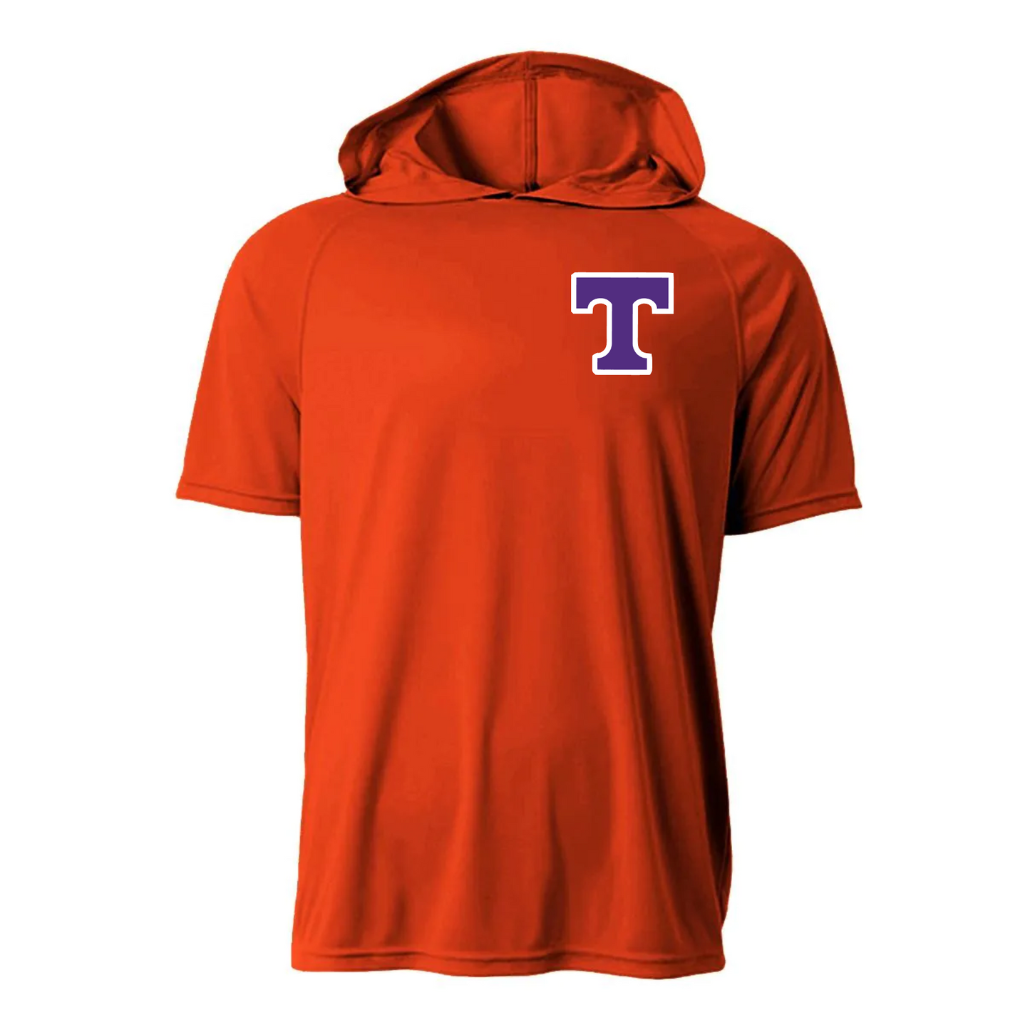 Texas Bulldogs Orange DriFit Short Sleeve Hooded Shirt – Performance Baseball Hoodie Tee with “T” Logo