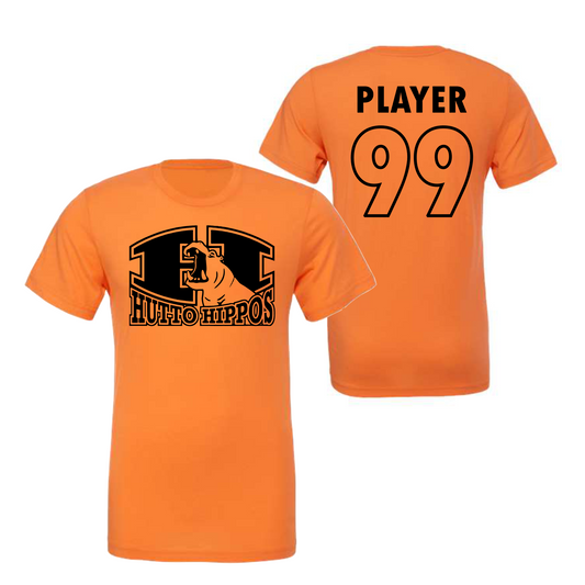 Classic Orange Hutto Hippos Tee,Player Number and Name Hutto Hippos Tshirt, Hippos Shirt