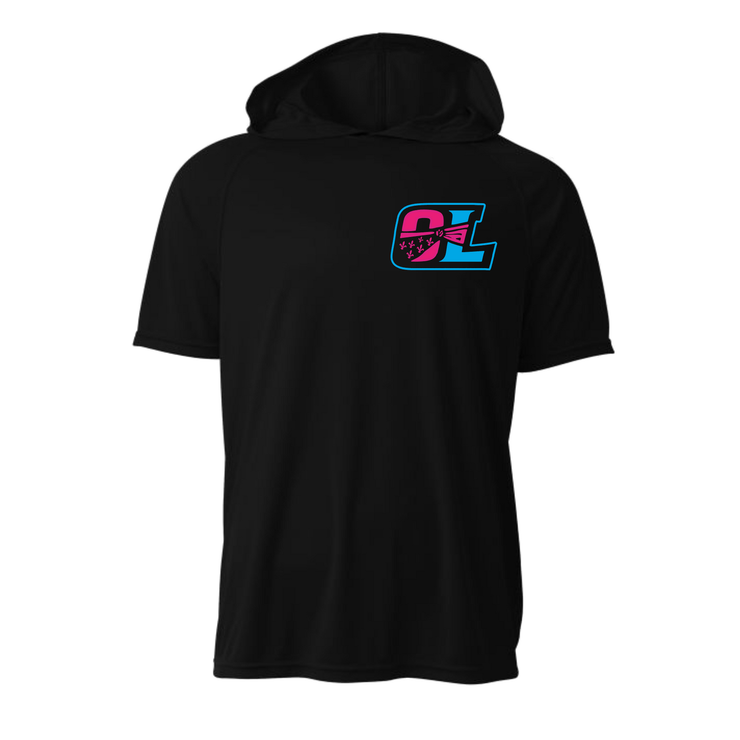 Outlaws Softball Hooded Performance Tee | Outlaws Softball Lightweight Short Sleeve Hoodie | Game Day Softball Spirit Shirt