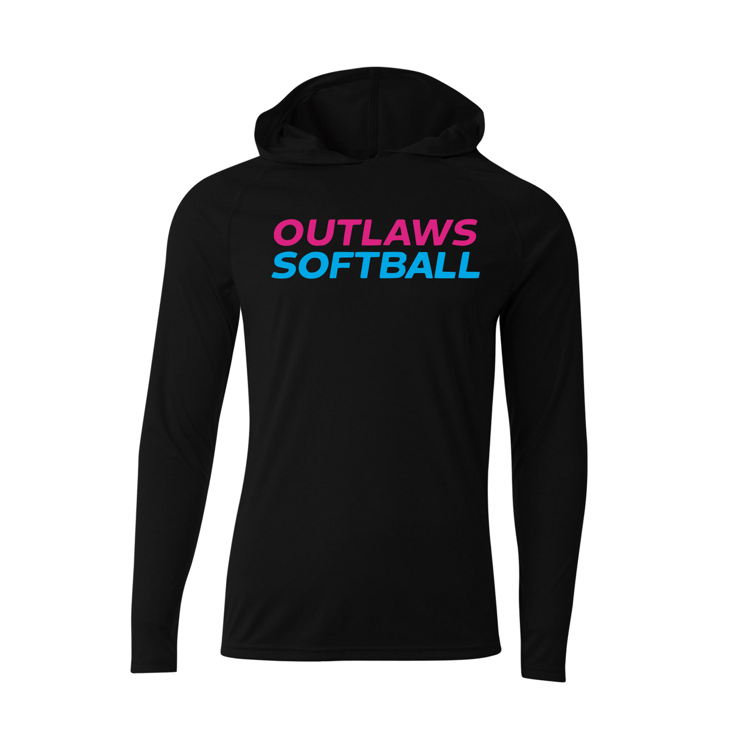 Outlaws Softball Performance Hoodie | Outlaws Softball Lightweight Hooded Long Sleeve | Softball Game Day Performance Shirt