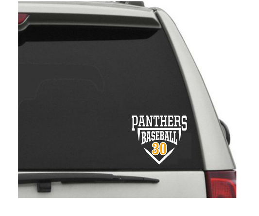 Panthers Baseball Window Decal, Number Car Decal, Liberty Hill Window Sticker