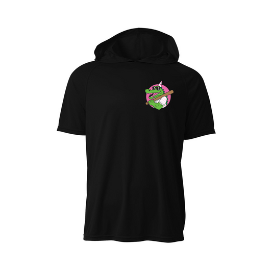 Black Hooded Party Gators Shirt, Short Sleeve Hooded Tee, Party Gators Baseball Spiritwear