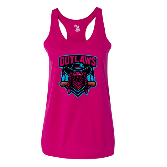 Pink Outlaws Cowgirl Racerback Tank | Outlaws Softball Game Day Tank | Softball Mom Summer Tank Top