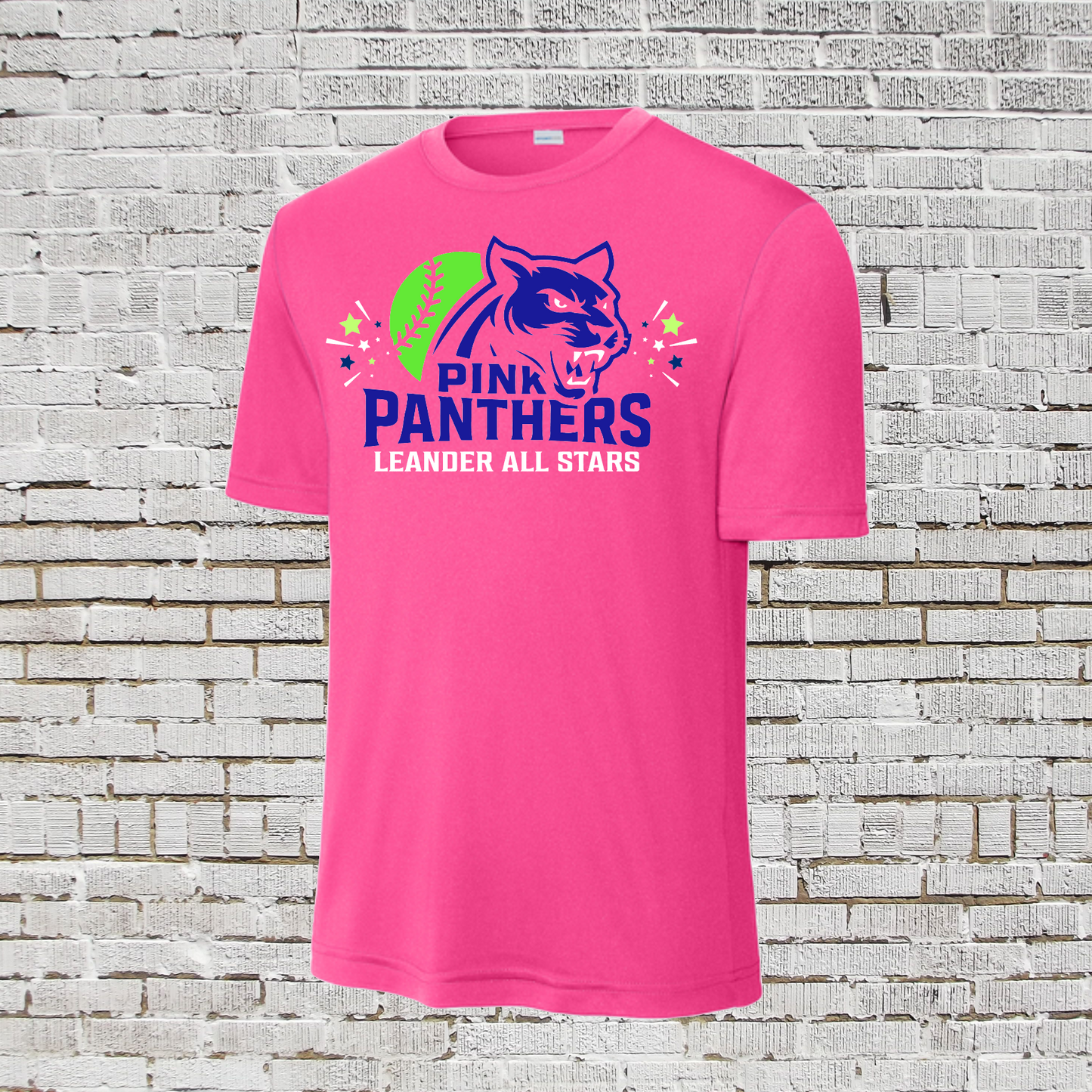 Neon Pink Leander Softball All Stars Tee, Pink Panthers Allstars Shirt, Pink Panthers Spiritwear