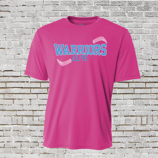 Warriors Elite Softball Tee, Hot Pink Warriors Softball Tshirt, Pink Long Sleeve Warriors Elite Tee