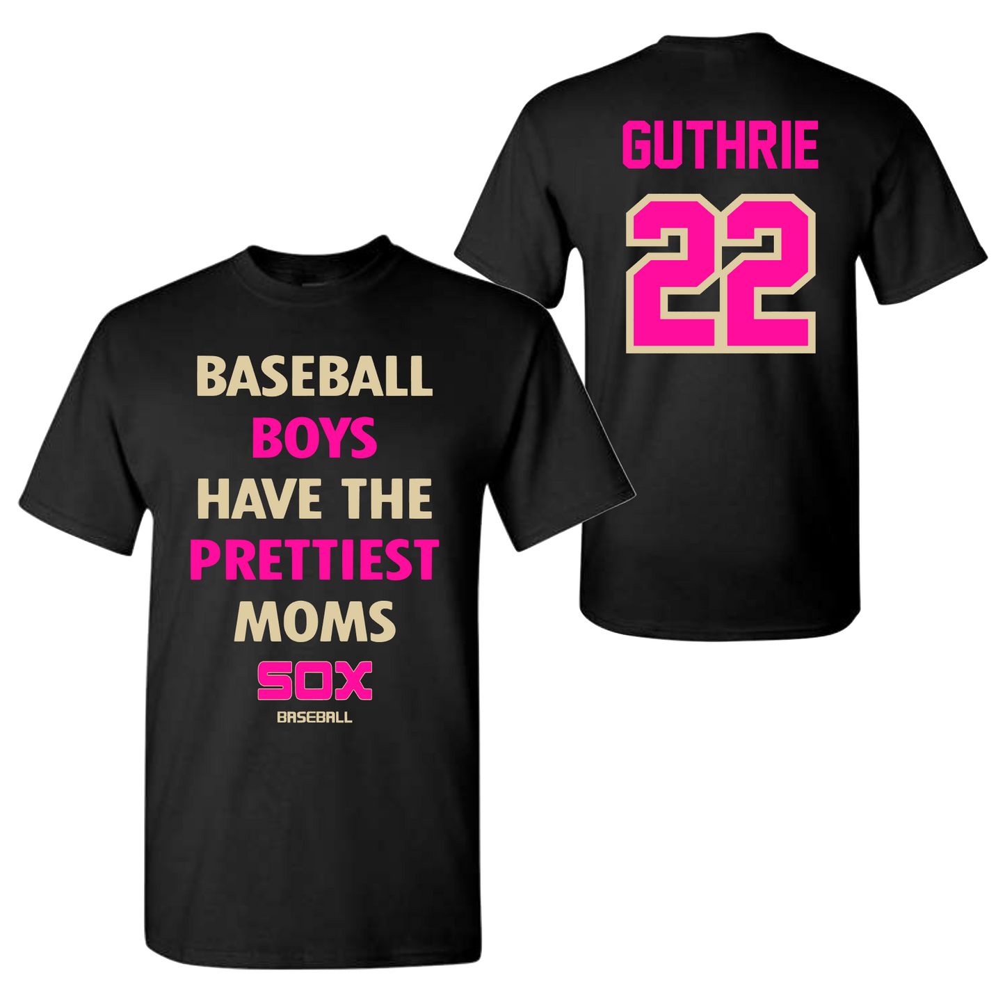 Sox Prettiest Moms Shirt, CTX Sox Baseball Mothers Day Jersey, Sox Baseball Tee, Fuschia Sox Baseball Shirt (Copy)