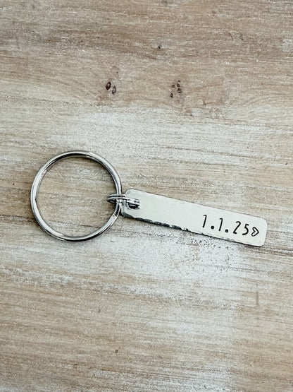 Personalized Date Keychain – Custom Stainless Steel Anniversary Keepsake