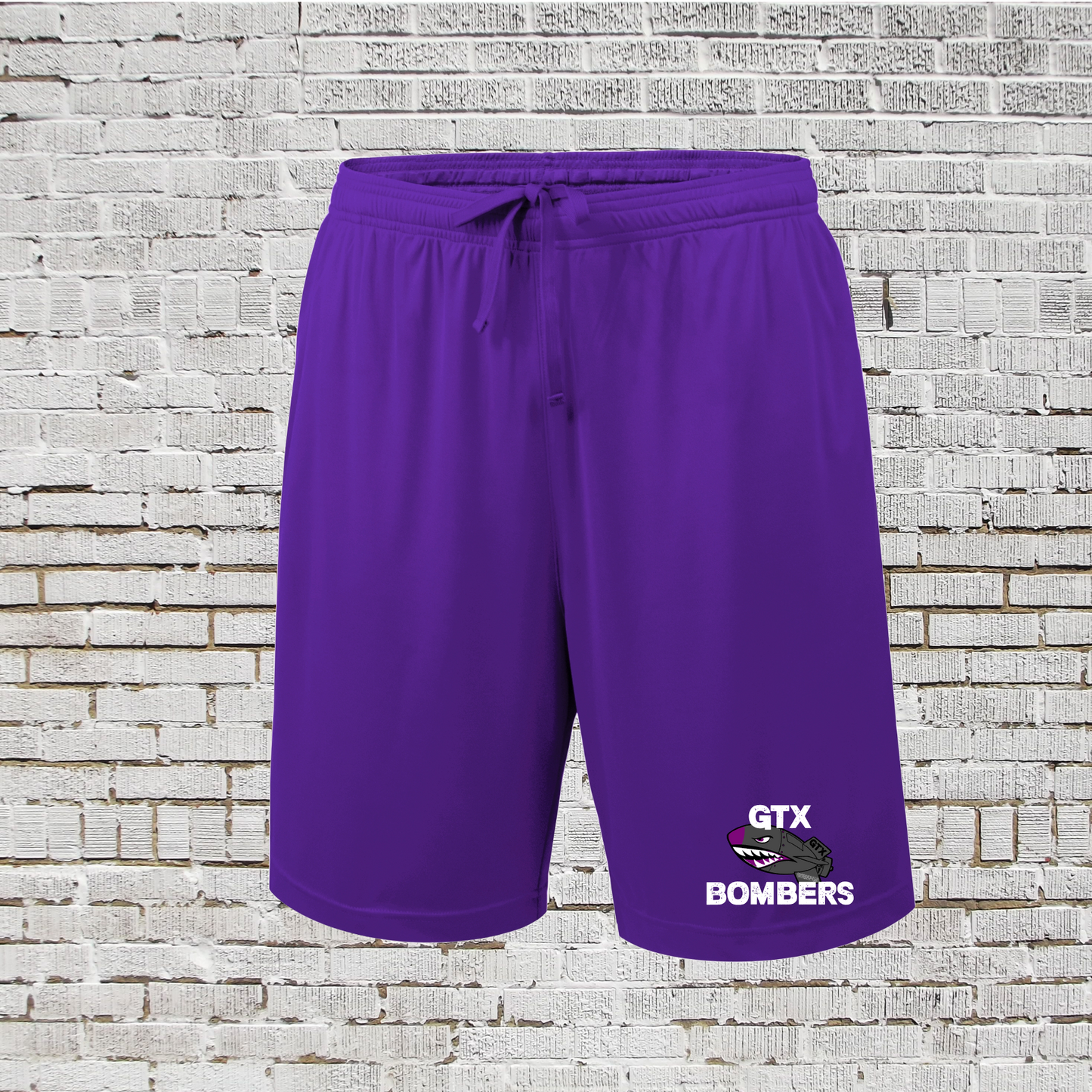 GTX Bombers Logo Drifit Shorts, Bombers Softball Shorts, Purple Bombers Shorts