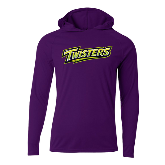 Purple Twisters Softball Performance Hooded Long Sleeve – Lightweight Athletic Hoodie Shirt