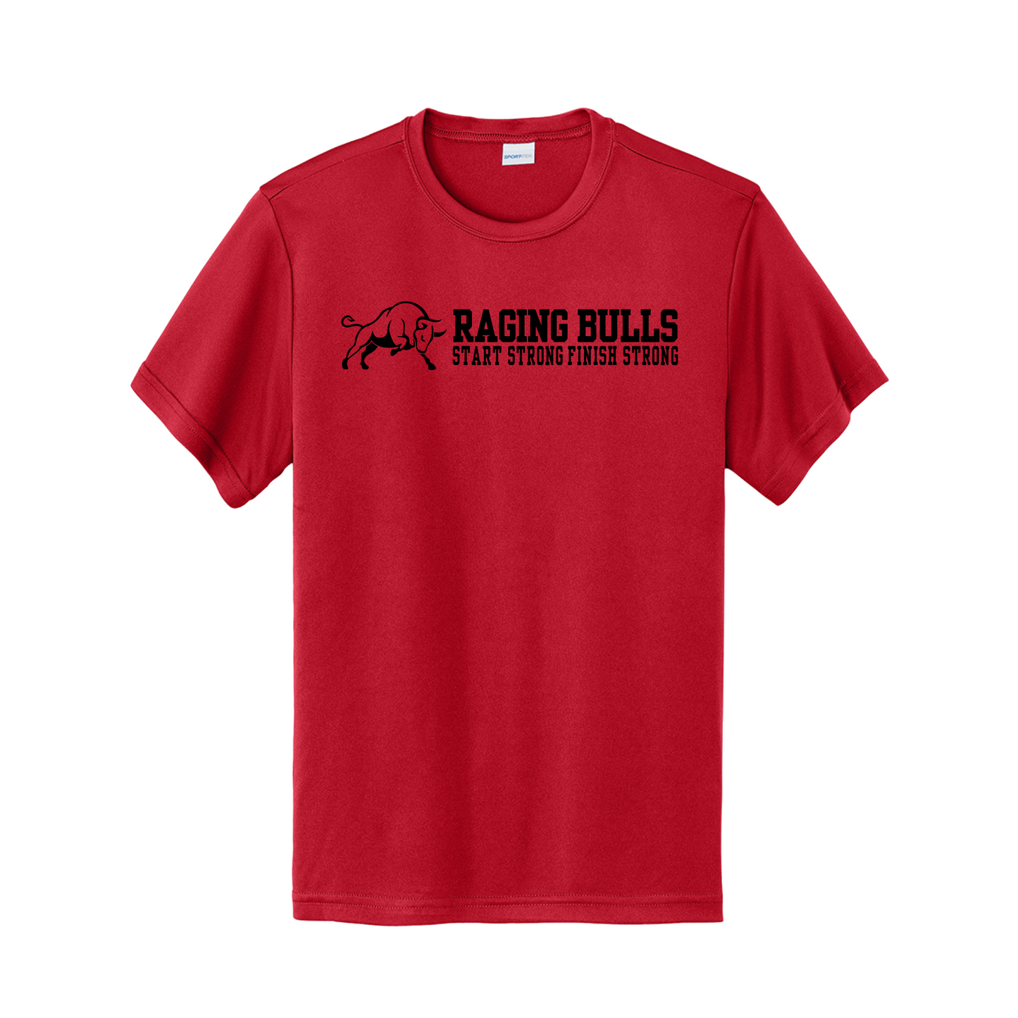 Raging Bulls “Start Strong Finish Strong” Red Game Day Tee