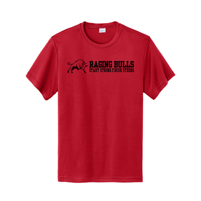 Raging Bulls “Start Strong Finish Strong” Red Game Day Tee
