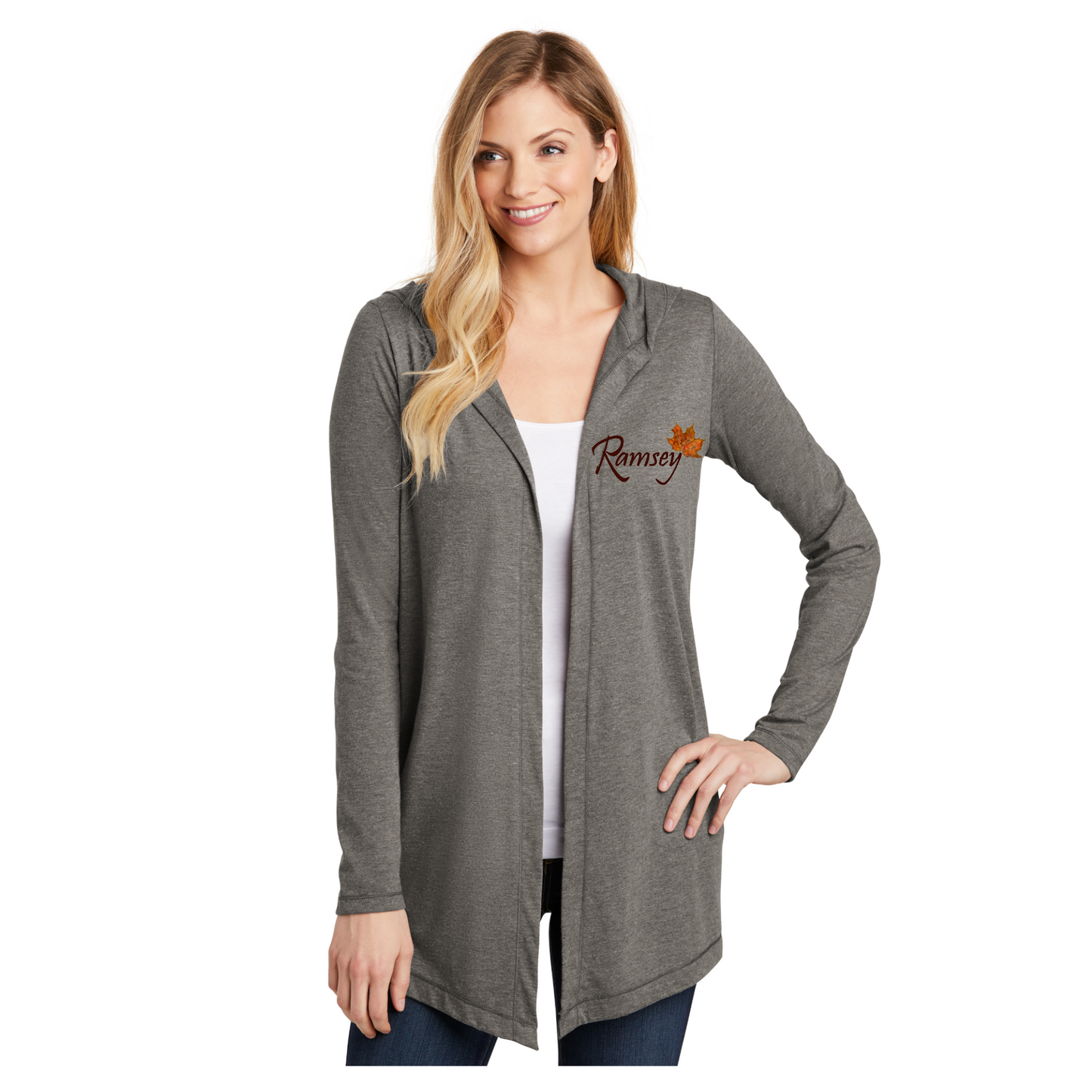 Womens Hooded Cardigan, Ramsey Funeral Home Cardigan